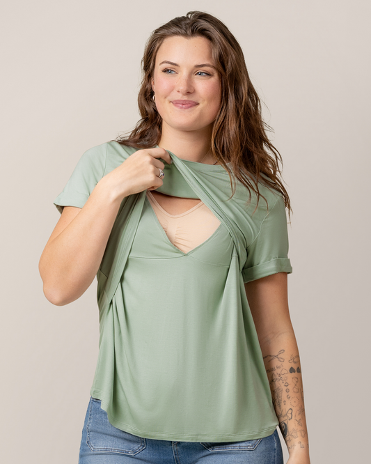 Everyday Asymmetrical Nursing T-shirt | Aqua Mist