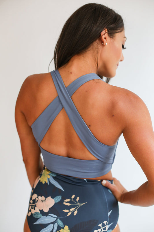 FINAL SALE 2023 SEASON Crop Zip Up Breastfeeding Swimsuit Top -Large