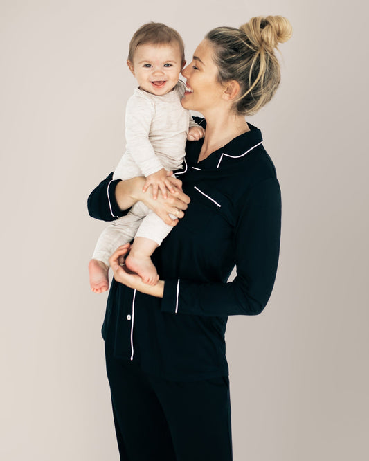 Clea Bamboo Long Sleeve Pajama Set | Black