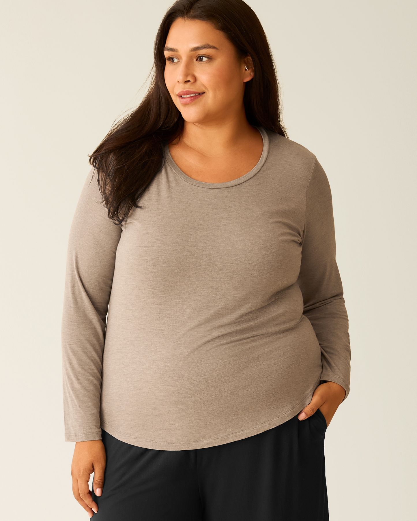 Bamboo Maternity & Nursing Long Sleeve T-shirt | Wheat