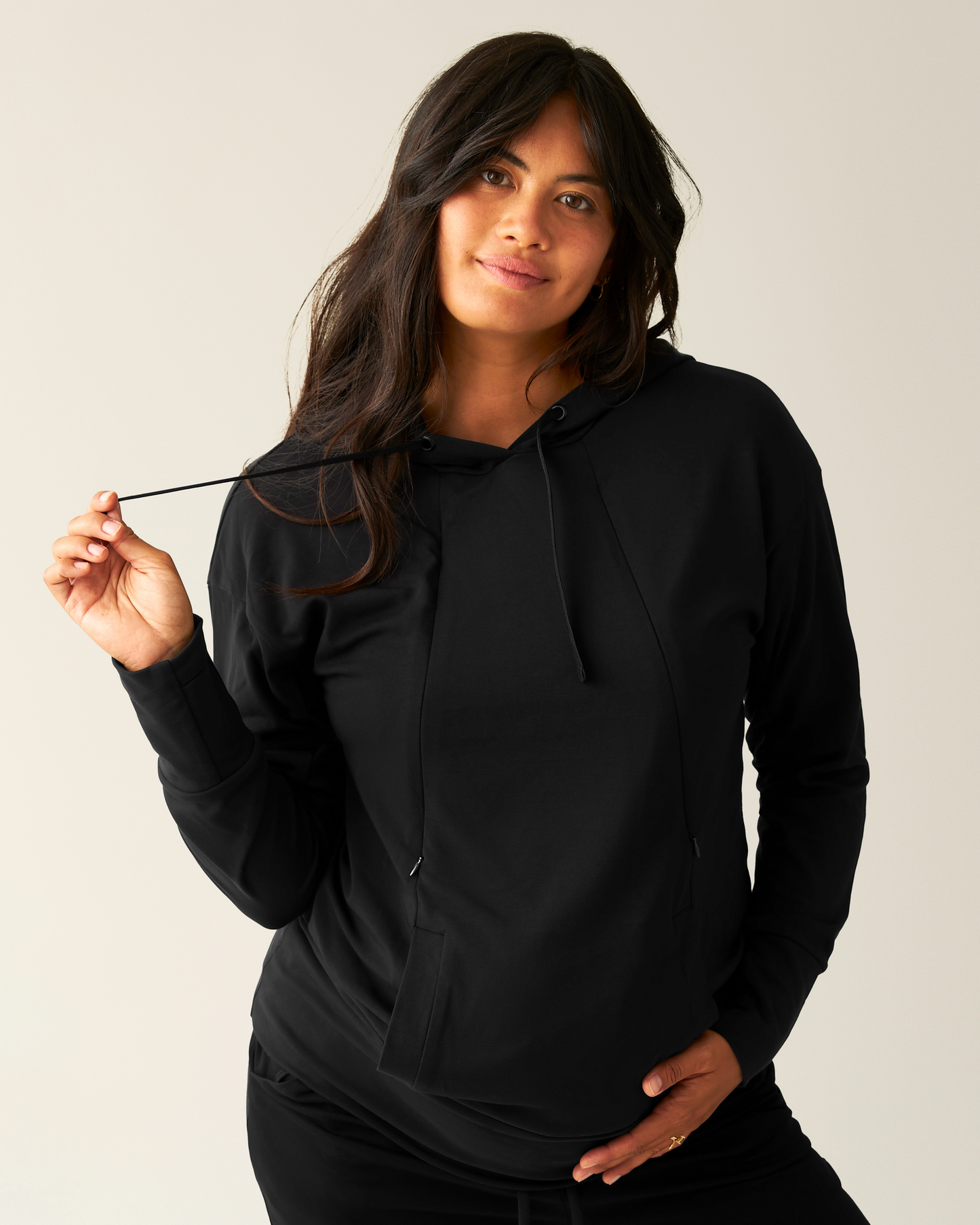 Brushed Bamboo Maternity & Nursing Hoodie | Black