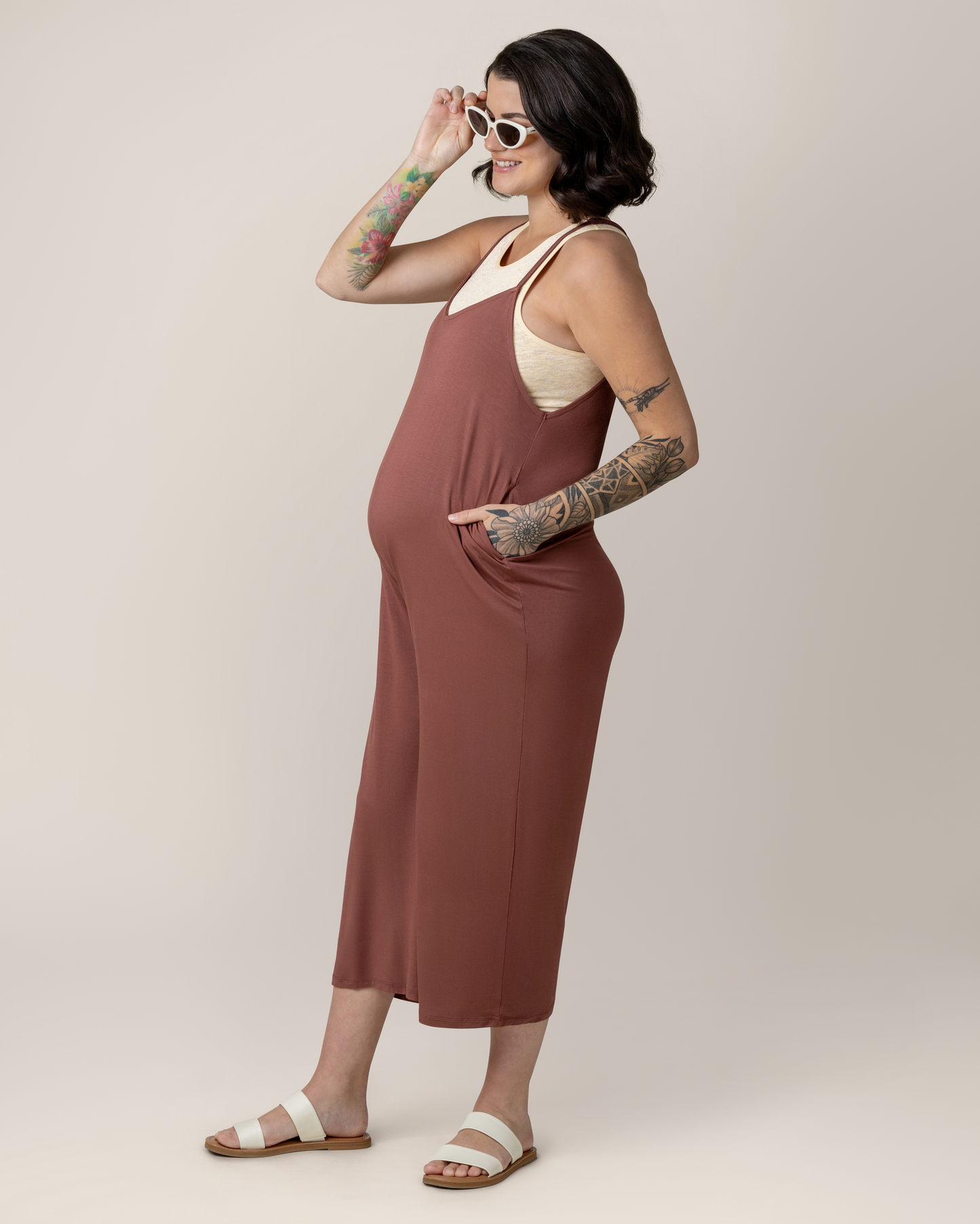 Charlie Maternity & Nursing Romper | Redwood