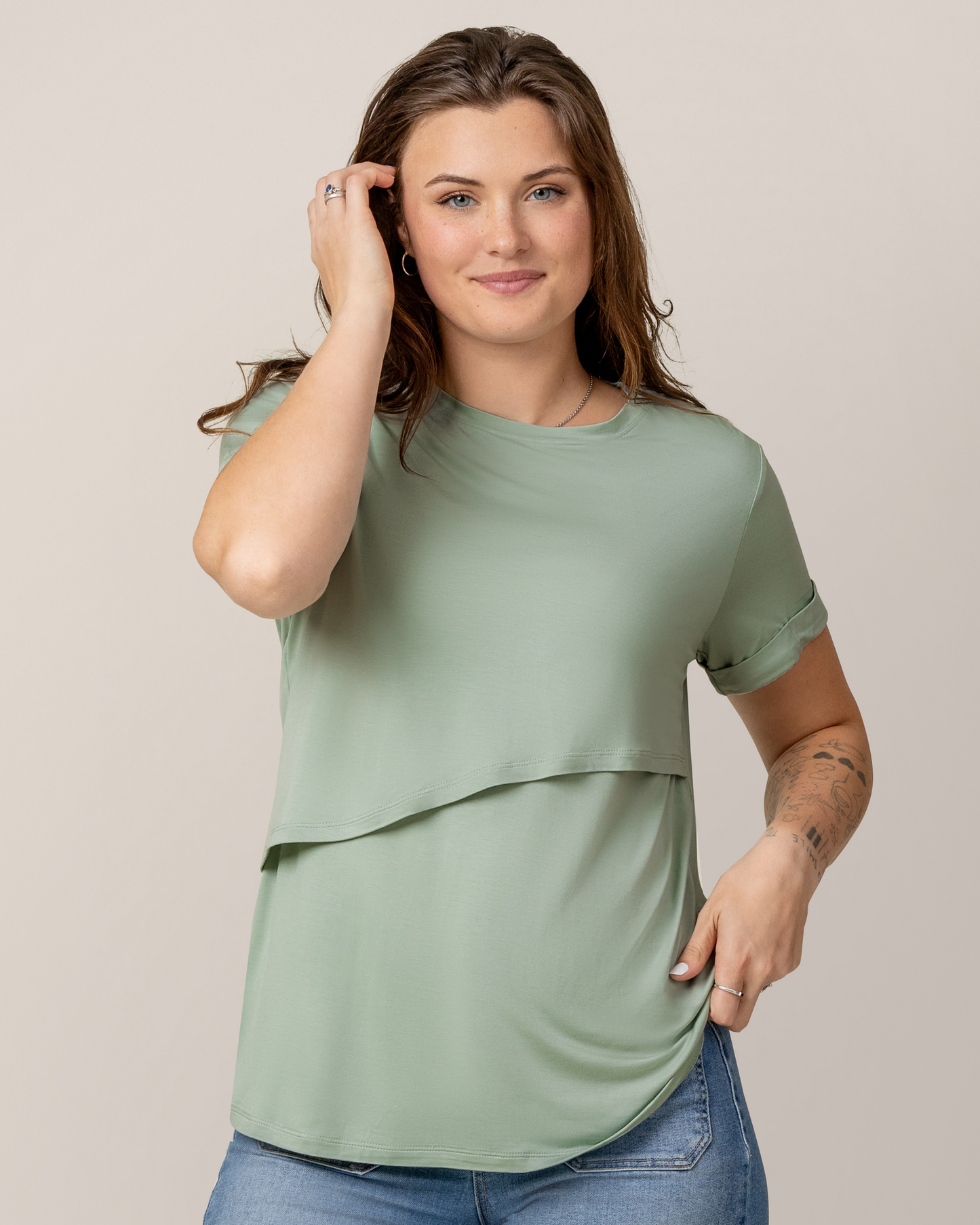 Everyday Asymmetrical Nursing T-shirt | Aqua Mist