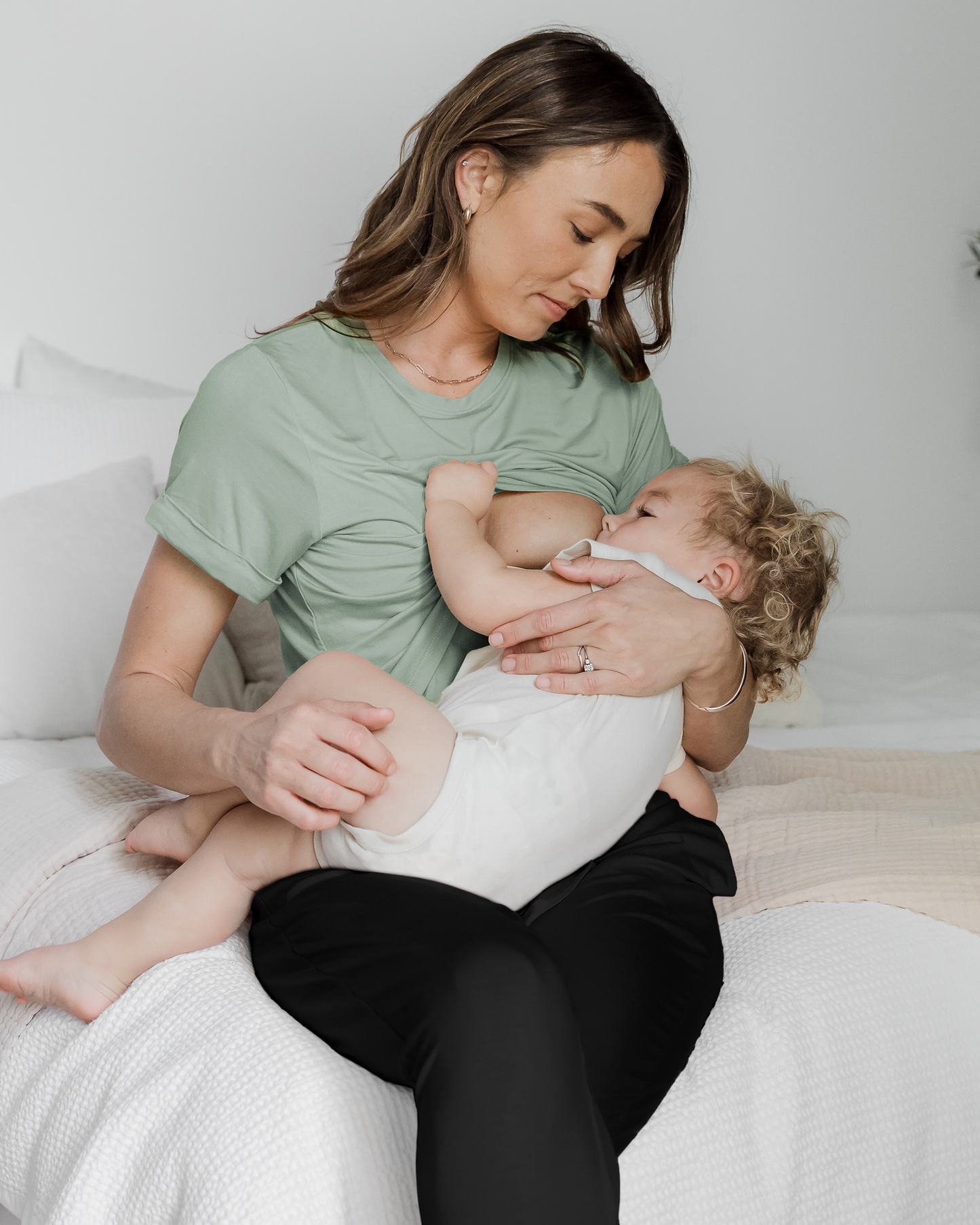 Everyday Asymmetrical Nursing T-shirt | Aqua Mist