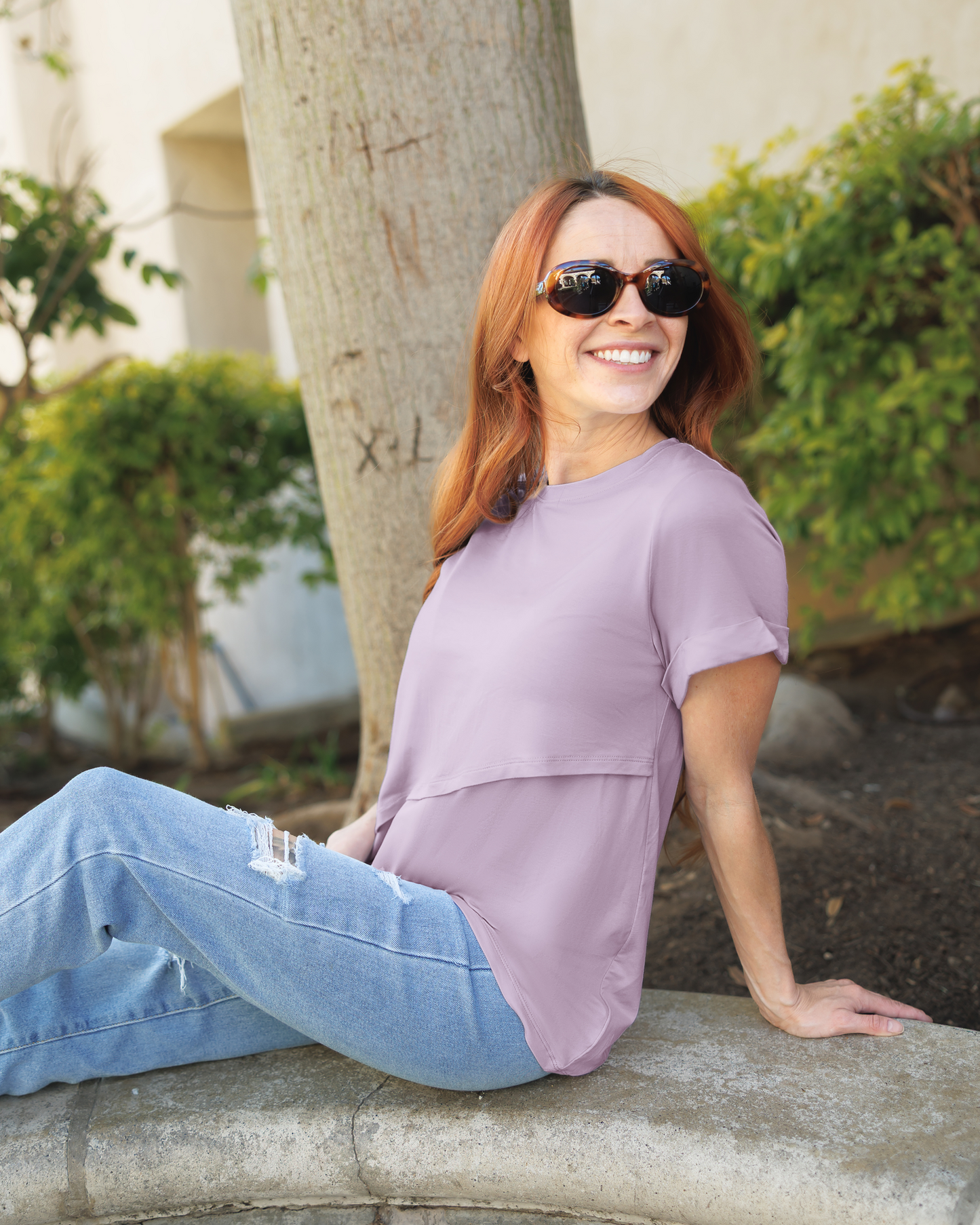 Everyday Asymmetrical Nursing T-shirt | Lavender Mist