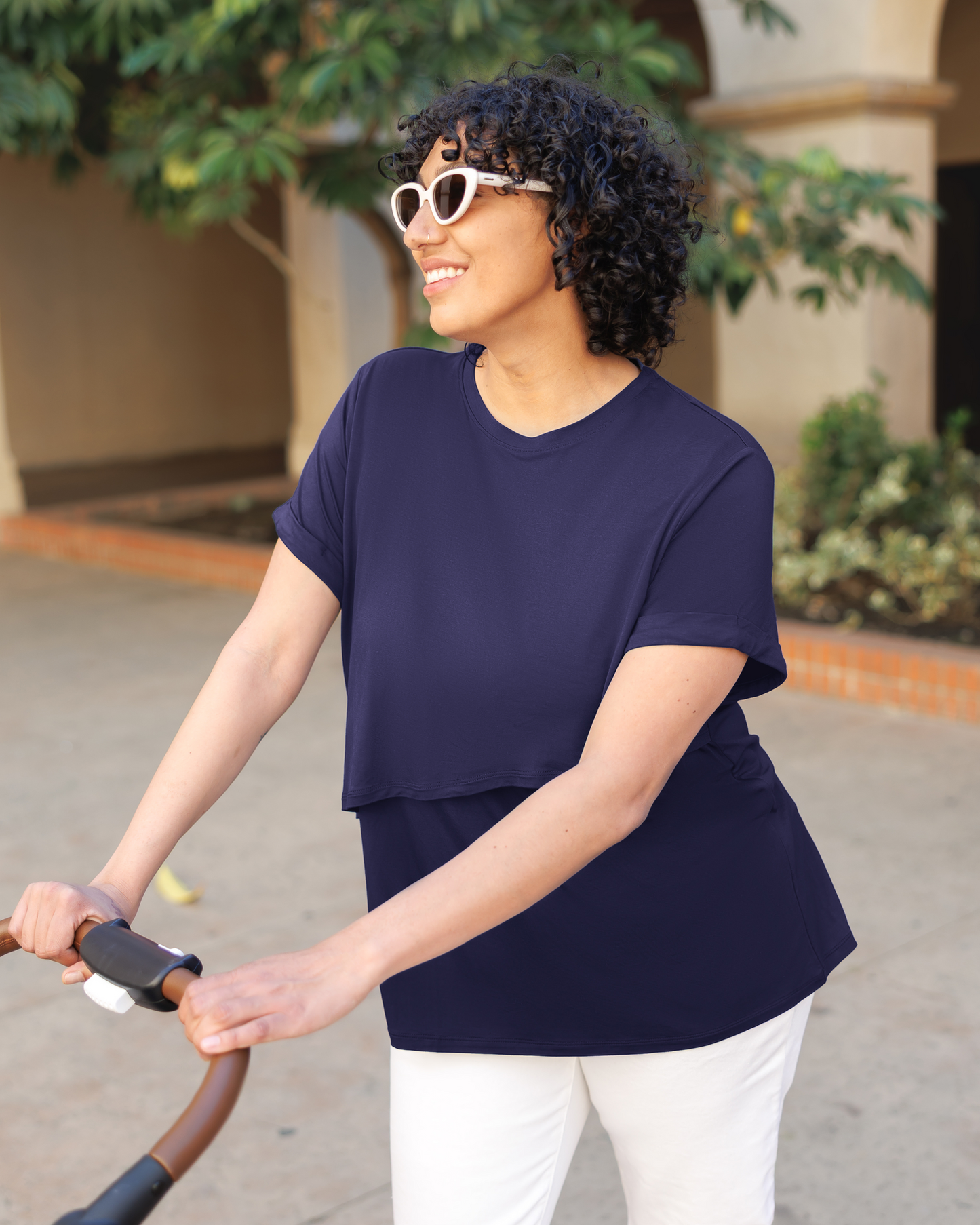 Everyday Asymmetrical Nursing T-shirt | Navy