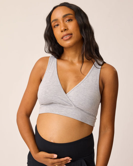 French Terry Racerback Nursing & Sleep Bra | Grey Heather