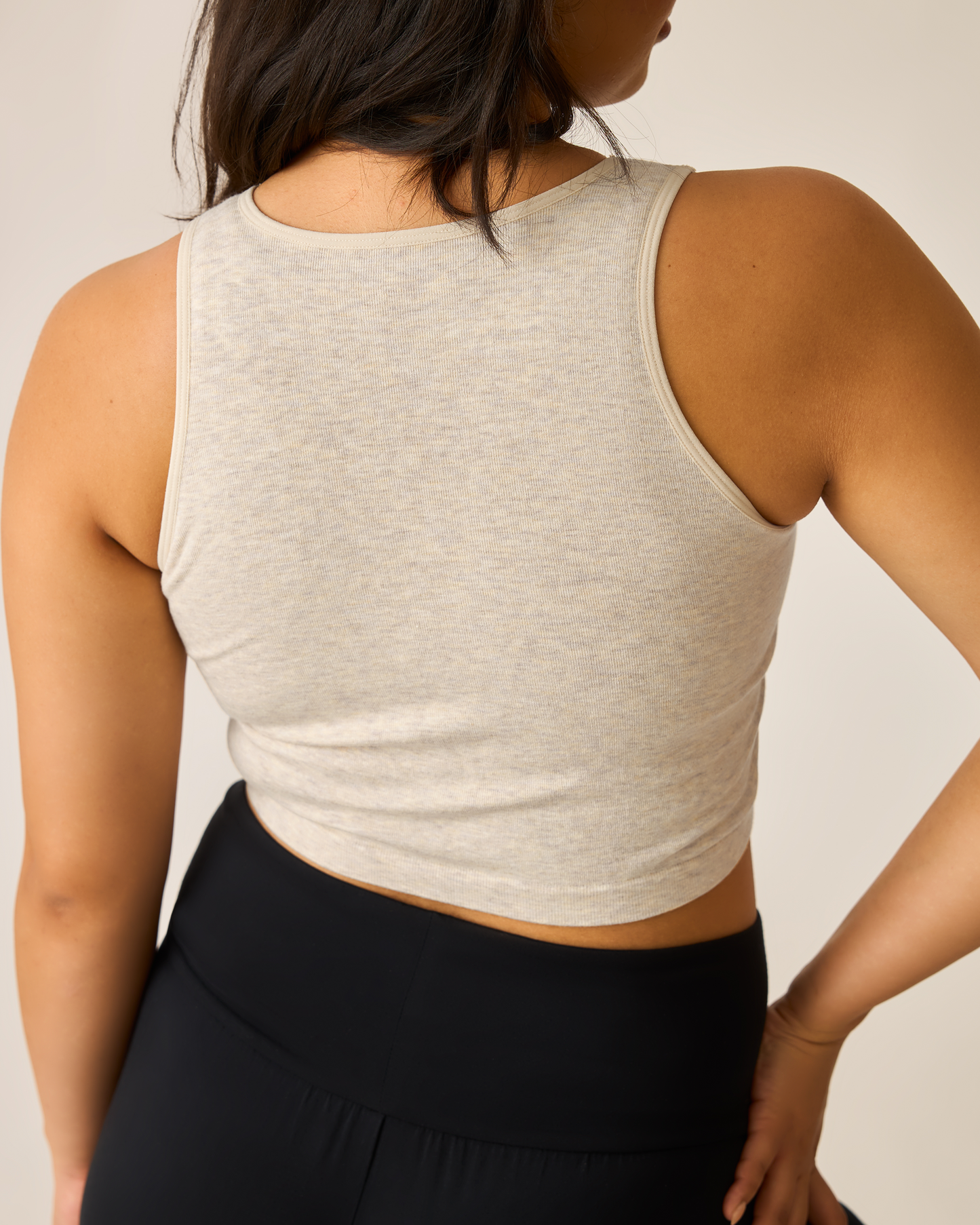 Sublime® Bamboo Hands-Free Pumping Longline Bra Top | Oatmeal Heather