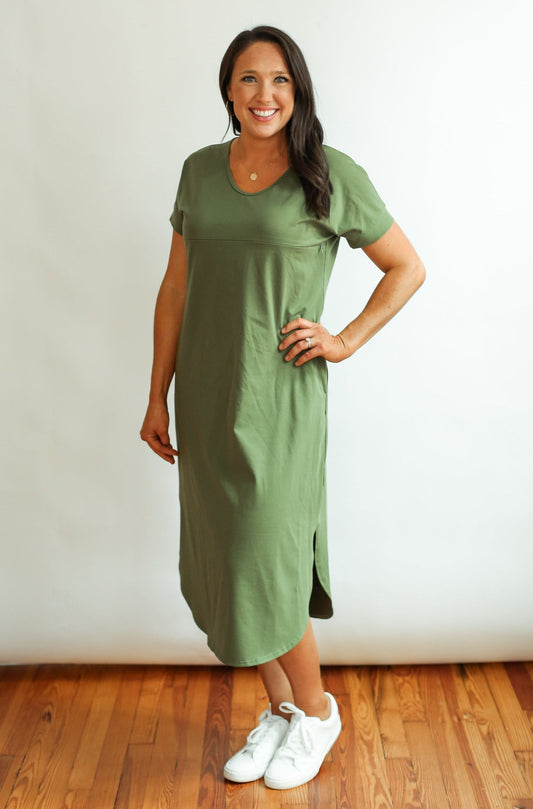 FINAL SALE Invisible Zipper Midi Breastfeeding T-Shirt Dress