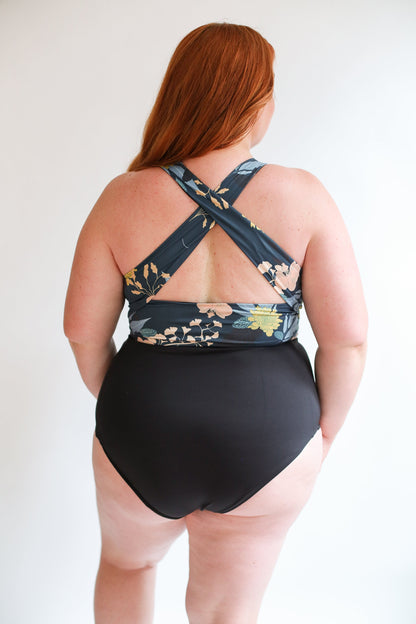 FINAL SALE 2023 SEASON Crop Zip Up Breastfeeding Swimsuit Top -Large