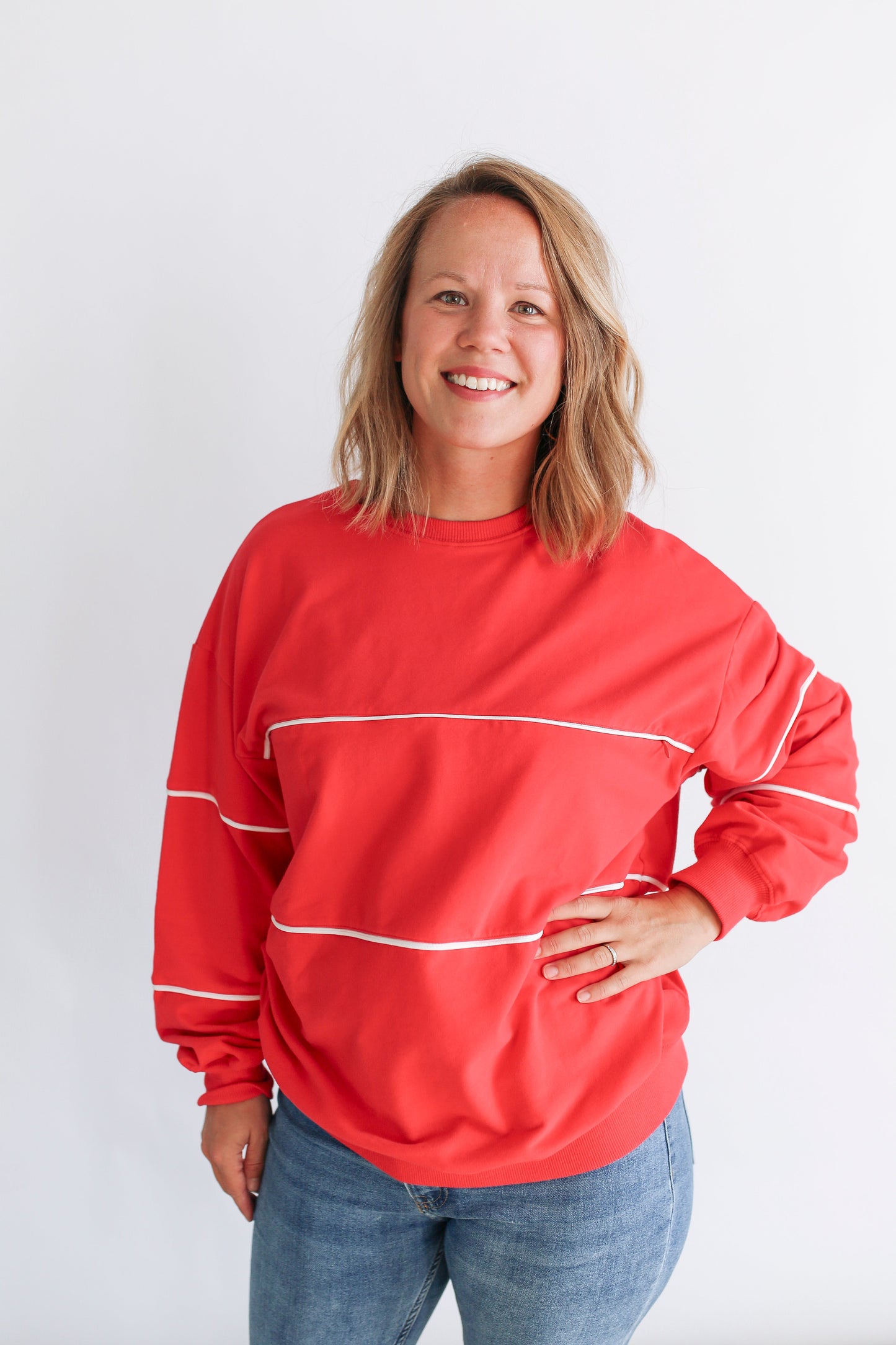 NUULY X Movemama Relaxed Fit Invisible Zipper Breastfeeding Sweatshirt with Piping