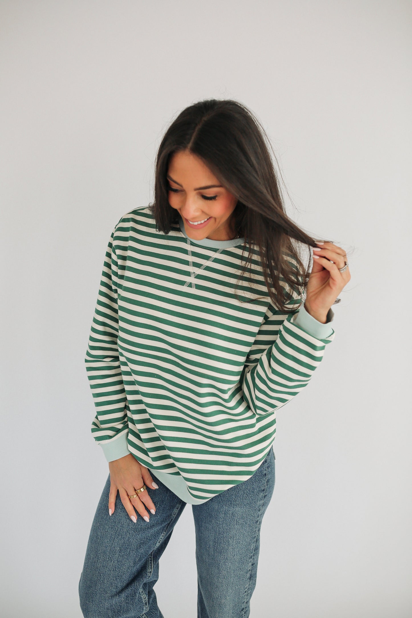 Oversized Fit Freestyle Stripe Breastfeeding Sweatshirt - EXTENDED CHART
