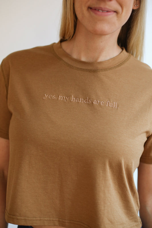 FINAL SALE Cropped Embroidered Nursing Friendly Tee