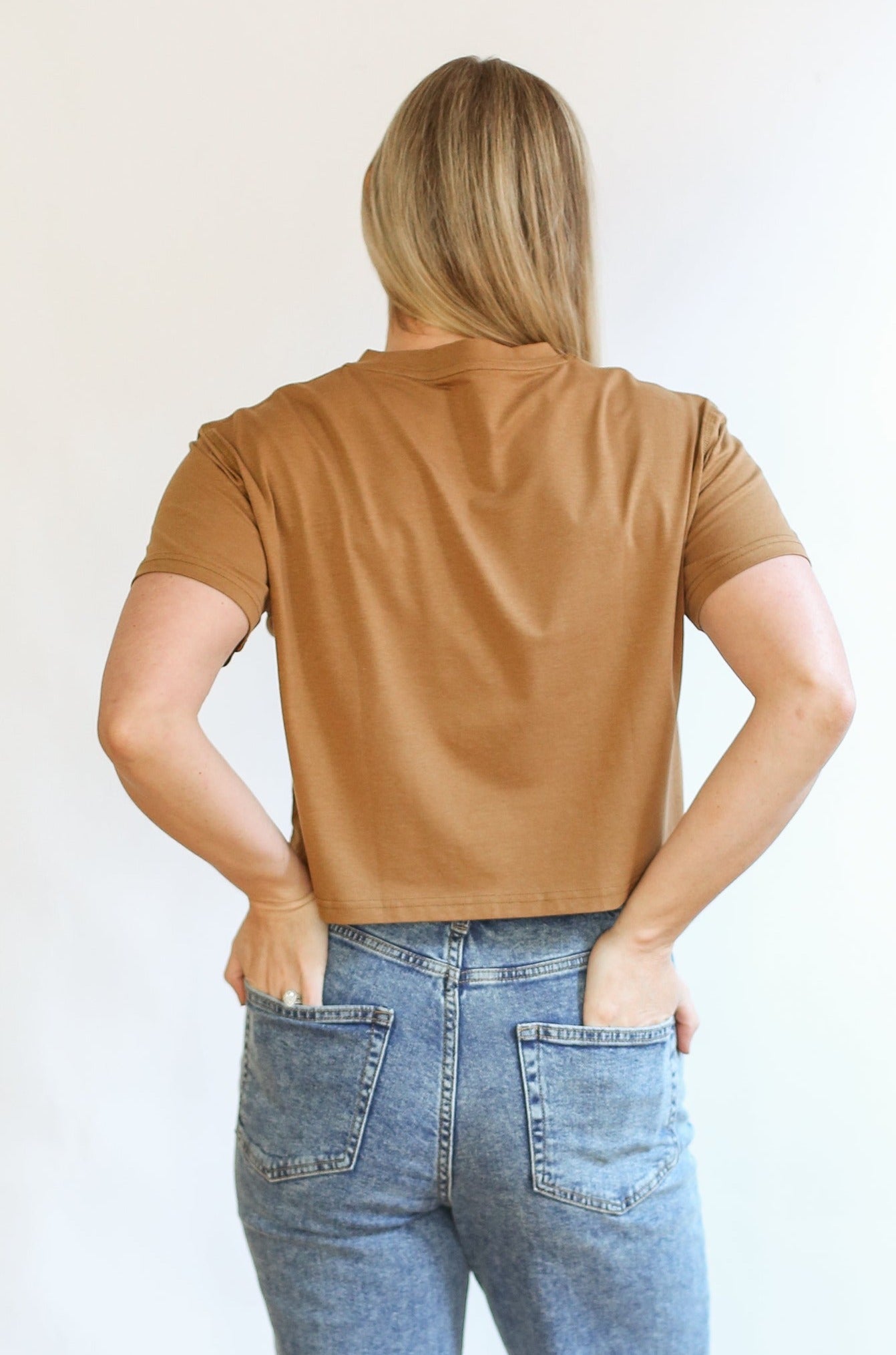 FINAL SALE Cropped Embroidered Nursing Friendly Tee