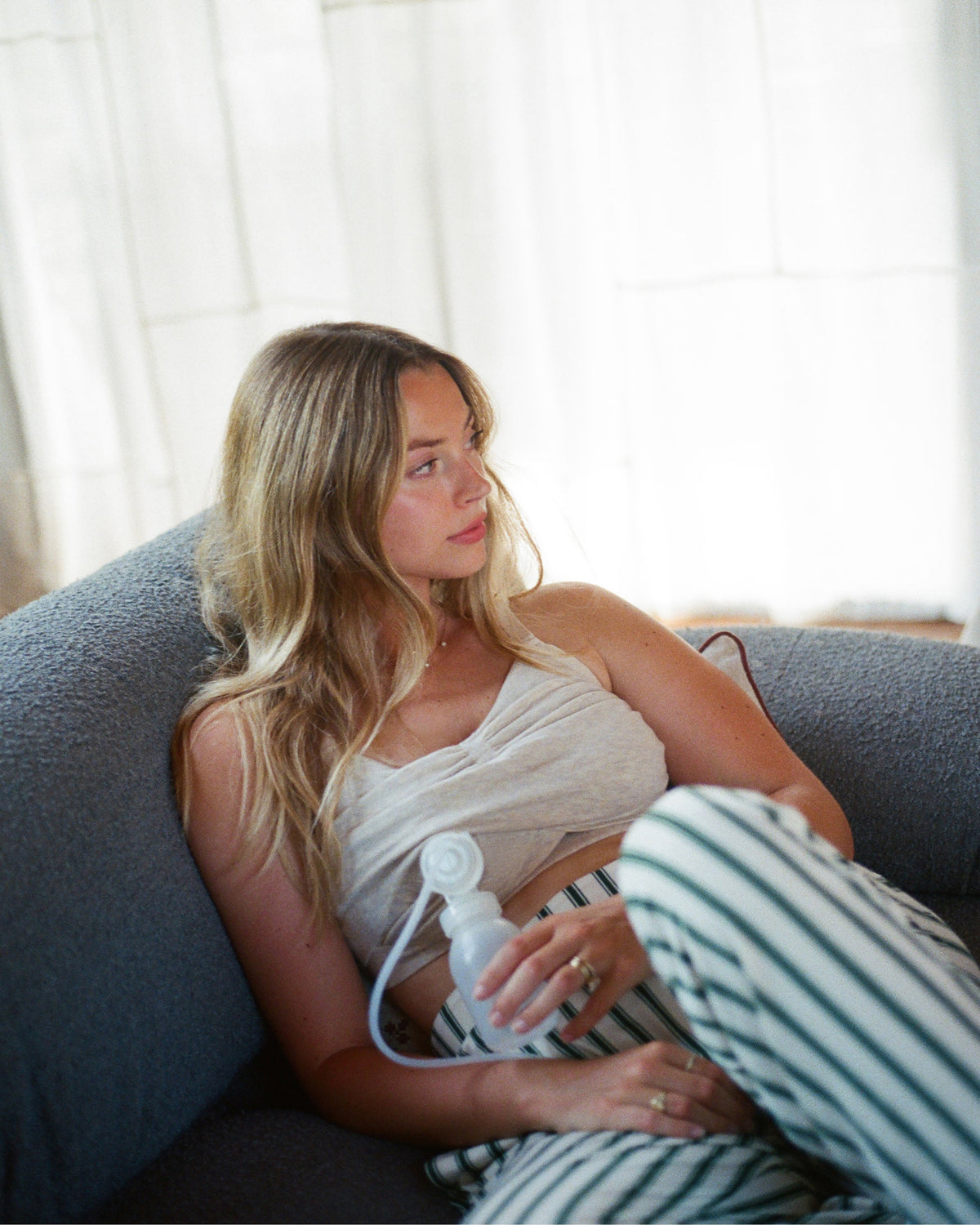 Sublime® Bamboo Hands-Free Pumping Lounge & Sleep Bra | Oatmeal Heather